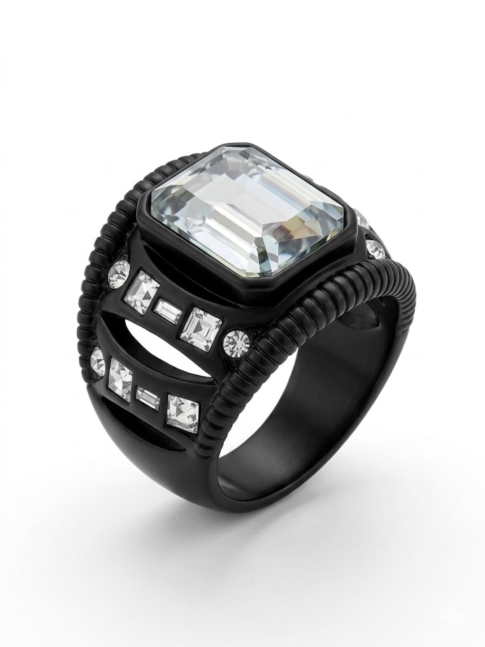 Lia Sophia Smoky Faceted Stone Ring Size 8